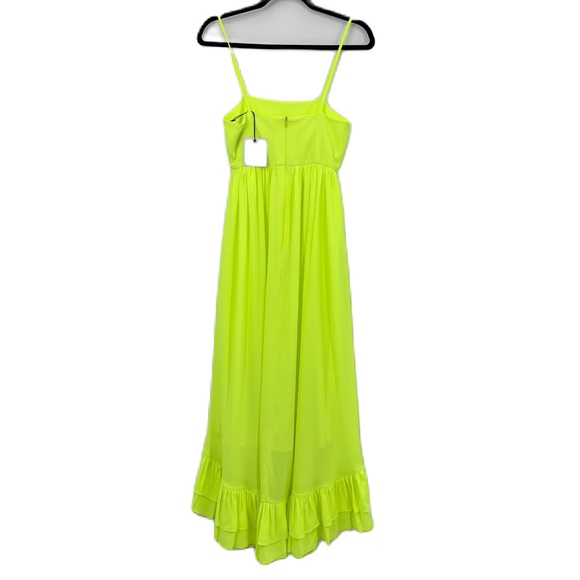 NWT Kleid For Her Neon Yellow High Low Midi Maxi Dress Asymmetrical Size XS - Picture 3 of 13